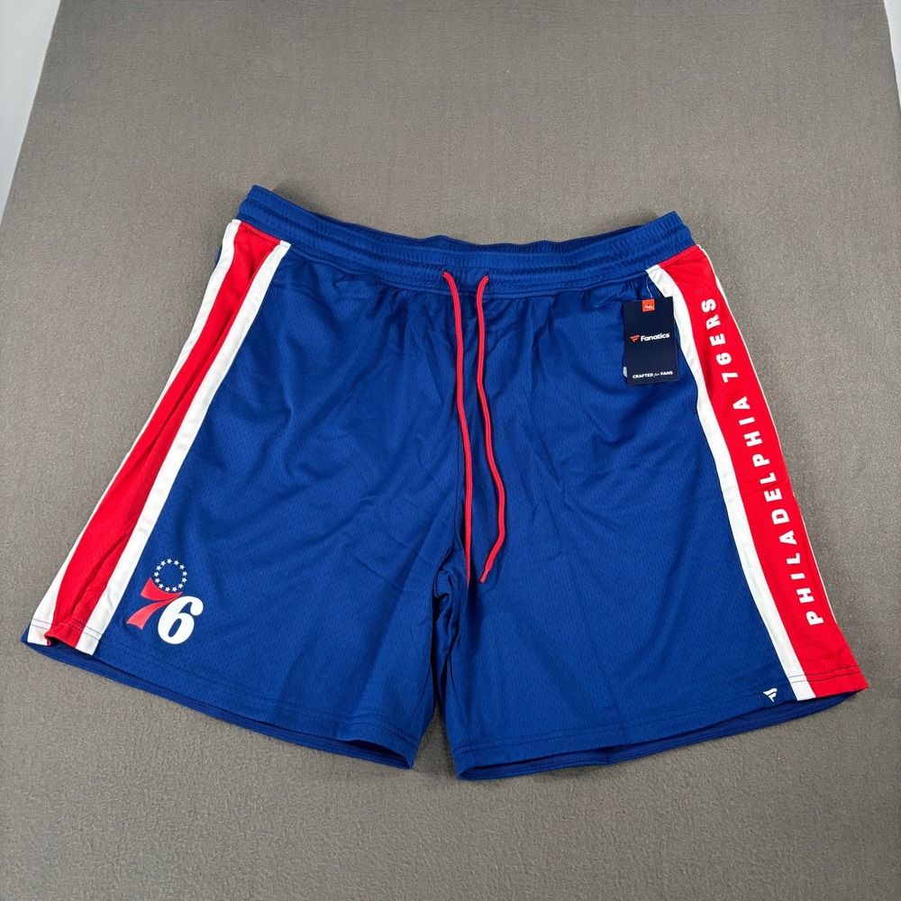 Fanatics Philadelphia 76ers Mesh Basketball Shorts Mens Size 4XL Blue Red NBA